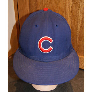 Vintage USA New Era 59FIFTY 90s Chicago Cubs Blue Wool Fitted 6 7/8 Hat Cap MLB